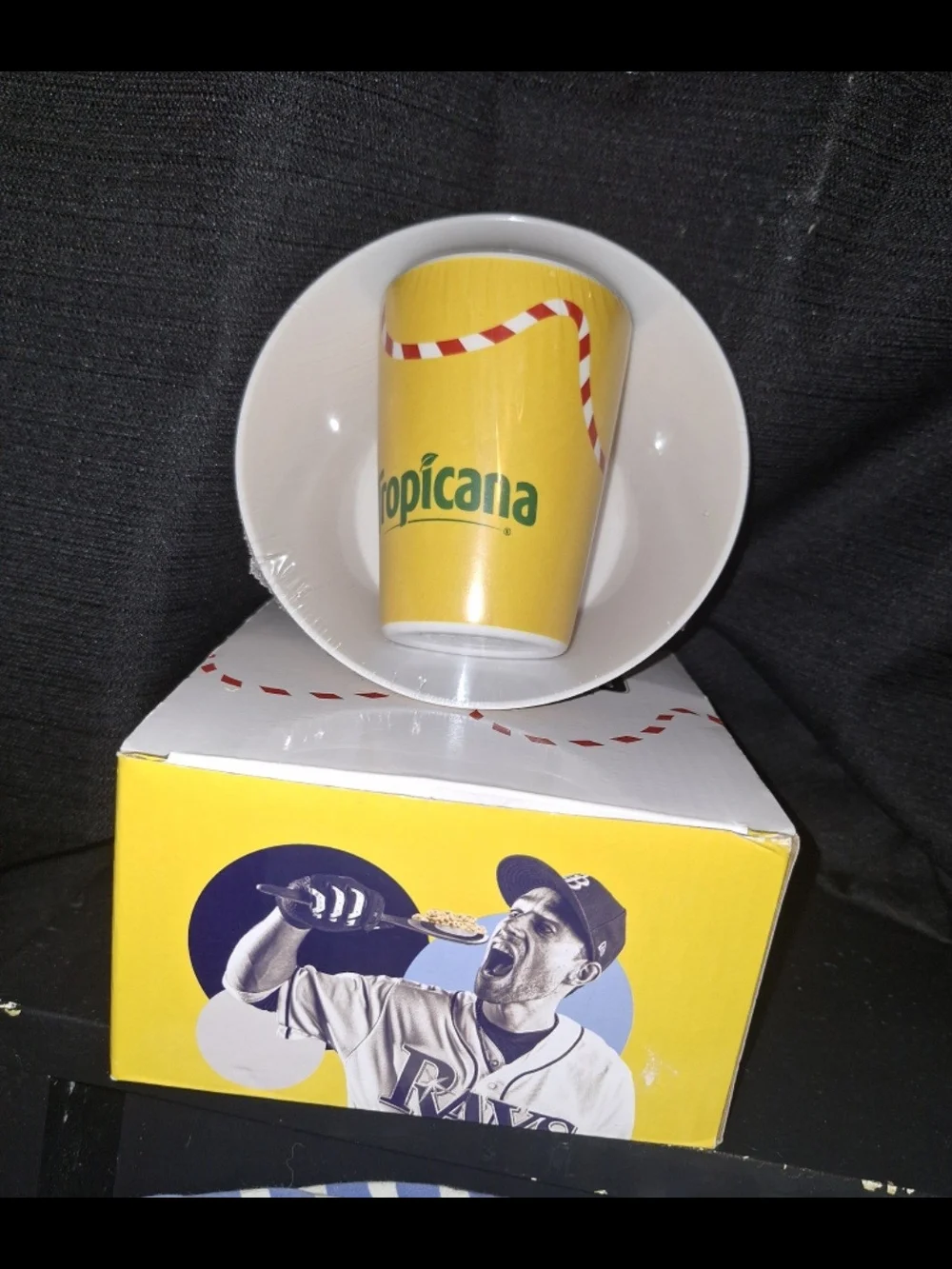 MLB Tampa Bay Rays Brandon Lowe Cereal BOWL /juice CUP